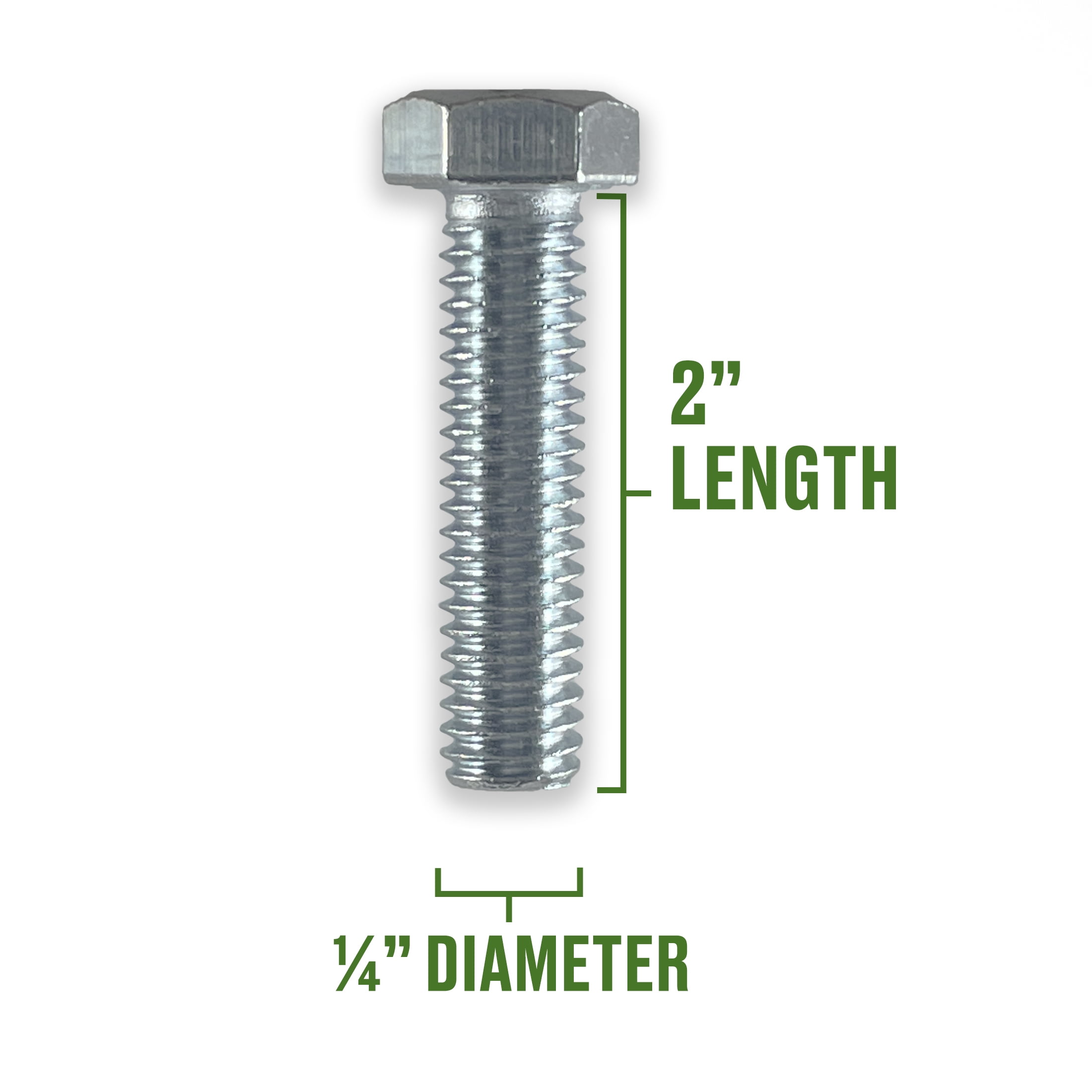 (4 pack) Hillman Hex Bolts and Nuts, 1/4-20" x 2", Steel, Zinc Finish, Silver, 3 sets