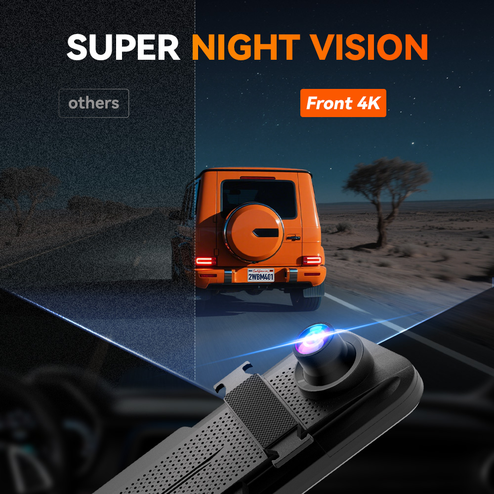 WolfBox M40 10-Inch Mirror Dash Cam 4K+1080P photo 3
