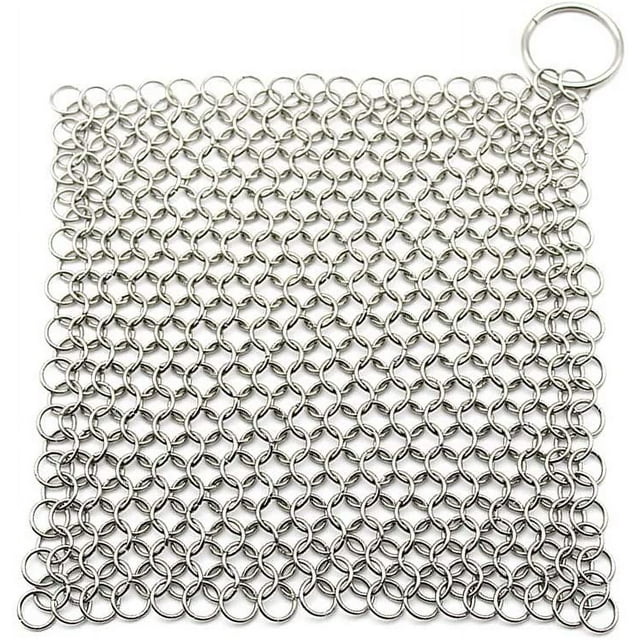 Cast Iron Skillet Cleaner,Stainless Steel Chainmail Scrubber