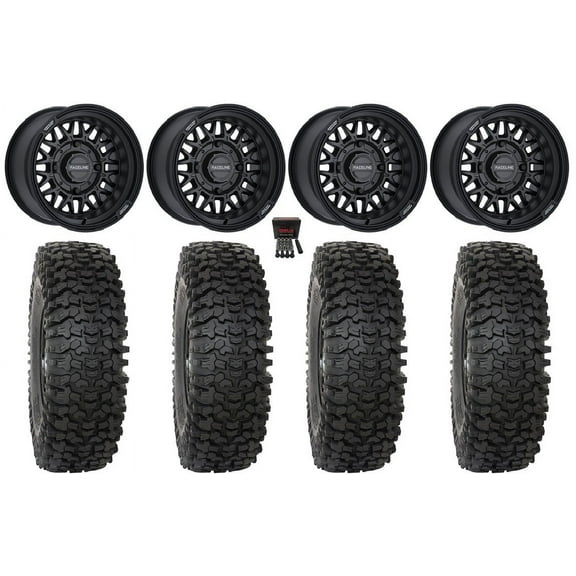 Raceline Omega 15" Wheels Satin Black 32" RC500 Tires Can-Am Maverick X3 / Honda Pioneer 1000 / Talon