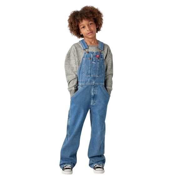 Dickies Kids' Denim Overalls, Stonewashed Indigo Blue, L Regular