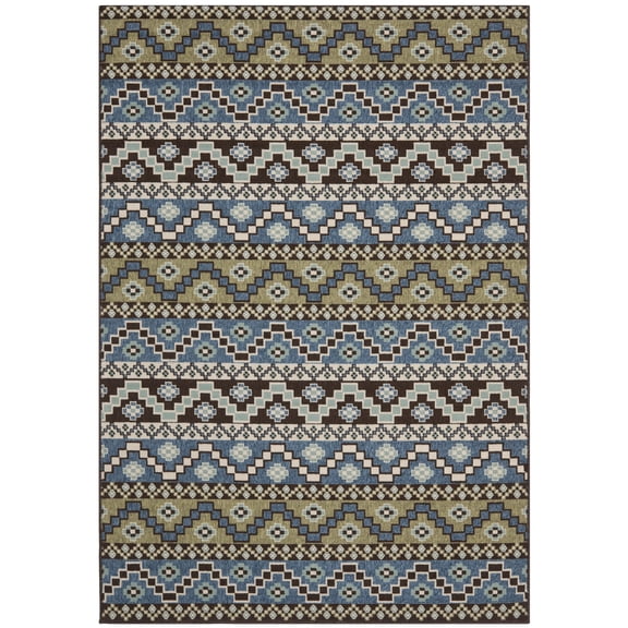 SAFAVIEH Veranda Luwig Southwestern Indoor/Outdoor Area Rug, 5'3" x 7'7", Blue/Cream