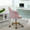 thumbnail image 3 of Modern Accent Chair, SYNGAR Velvet Fabric Vanity Chair, Upholstered Swivel Chair with Soft Back, Home Office Chair, Height Adjustable Side Sofa Chair for Bedroom Living Room, Light Pink, D2958, 3 of 10