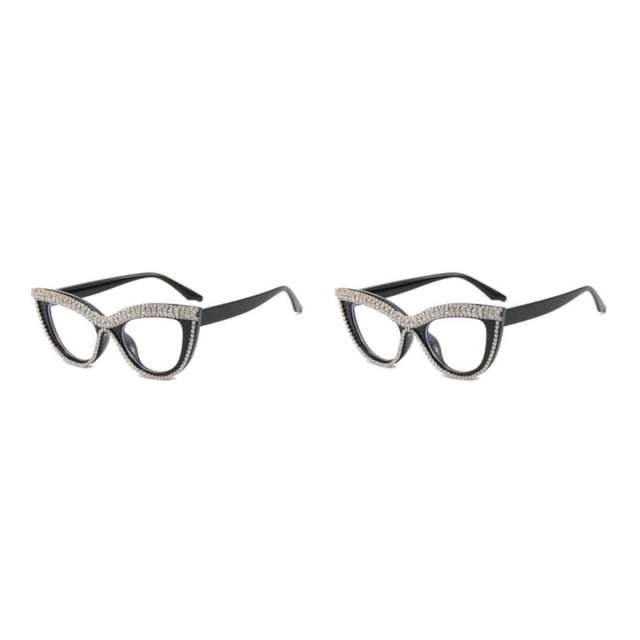 Sonducket 1 par de gafas de mujer con montura de PC, lentes de resina, reemplazo decorativo de cristal y elegante, adorno para gafas de Blanco 2piezas