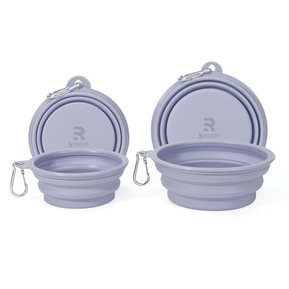 Sunraymascota Collapsible Dog Bowls, (12 & 22oz ) 2 Pack Dog Travel Bowls Portable Foldable Cat Water Dish Bowl for Pets Walking Parking Camping