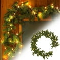 thumbnail image 2 of HCTSHG 6.56FT Norfolk Pine Garland Christmas with Light Winter Artificial Faux Greenery Garland Table Mantle Stairs Fireplace Wall Decor Outdoor Indoor Porch Home Decorations, 2 of 9