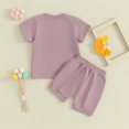thumbnail image 3 of Bagilaanoe 3pcs Toddler Baby Girl Shorts Set Short Sleeve Letter Print T Shirt Tops + Shorts 3M 6M 12M 18M 24M 3T Kids Casual Summer Clothes, 3 of 8