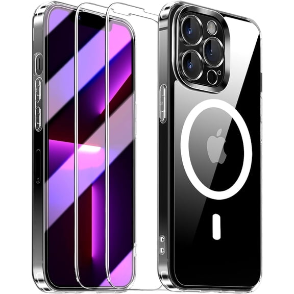 Entronix 3-in-1 Magnetic Clear Case Compatible with iPhone 13 Pro Max with 2 Screen Protector