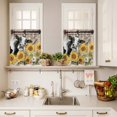 thumbnail image 3 of Sunflower Cow Curtain Valances Set Farmhouse Yellow Flower Leaf Butterfly Barn Door Kitchen Curtains 36&nbsp;inch Length Rod Pocket Valance and Tiers 3 Piece Set Small Bedroom Bathroom Laundry Decor, 3 of 9