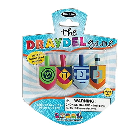 Plastic Dreidel - Rite Lite Coloful Stylistic Wood Dreidel Set, 4 count