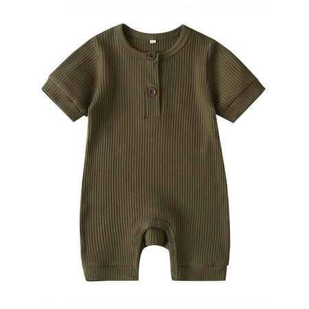 

Canrulo Newborn Baby Boy Girl Short Sleeve Knitted Romper Jumpsuit One-Piece Clothes Green 12-18 Months