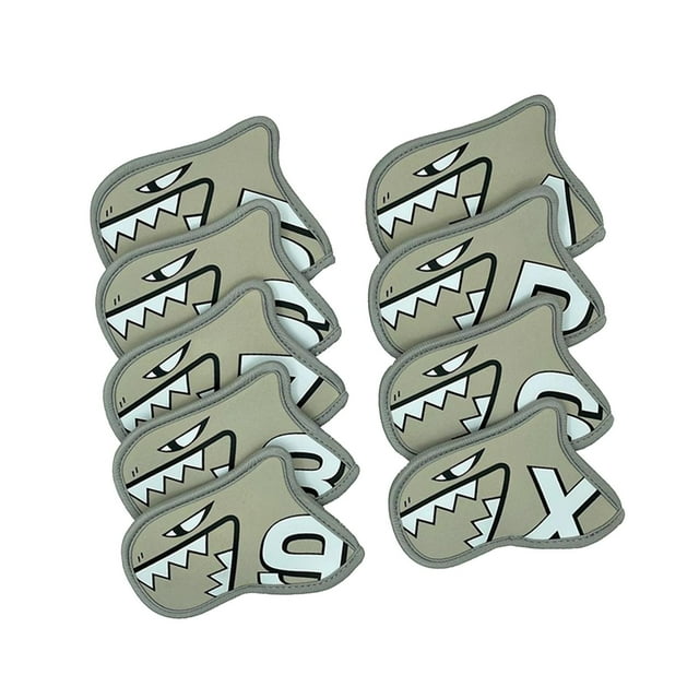 bedienty Ensemble de 9 Pcs de Housses de Fer de Golf Tenue de Golf Extérieure Club Sports Résistant Jaune Couvre-Chefs Gris 14x10cm
