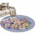 thumbnail image 2 of Round Area Rug 3.3 Ft, Watercolor Flowers Washable Non-Slip Circle Carpet for Living Room/Bedroom, Farmhouse Spring Botanical Daisy Plants Low-Profile Small Kitchen Mats Collection Rugs for Indoor, 2 of 7