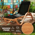 thumbnail image 6 of Outsunny Larch Wood Lounge Chair, 4-Level Adjustable Tanning Chair, Full Flat Patio Lounger with Mesh Seat for Patio Beach, Black, 6 of 9