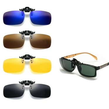Polarized Clip-On Sunglasses 5 Pairs Rimless Flip Up Anti-Glare Driving Glasses, UV Protection Sun Glasses, Flip Up Clip On Sunglasses, Polarized Sunglasses Clips, for Driving Travelling (Unisex)