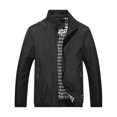 thumbnail image 6 of Rexolia Men’s Zip Front Golf Jacket Lightweight Plaid Lined Slim Fit Casual Outdoor Wind Resistant Black 2XL, 6 of 6