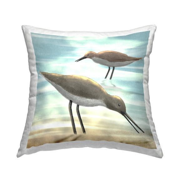 Stupell Industries Two Sandpiper Birds Coastal Beach Shore Design by Marcus Prime Throw Pillow