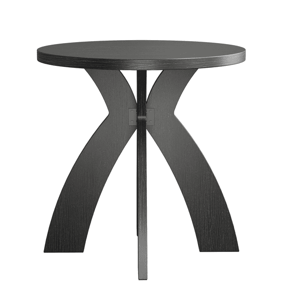 Round Side Table, 23.6 Inch Circular End Table with Curved Cross Legs, Melamine Laminated MDF Accent Table for Living Room, Bedroom, Balcony, Black