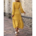 thumbnail image 2 of Women Floral Dress Women Long Dress Long Lantern Sleeve Flounces High Waist Left Side Slit For Party ANGGREK Ropa, 2 of 6