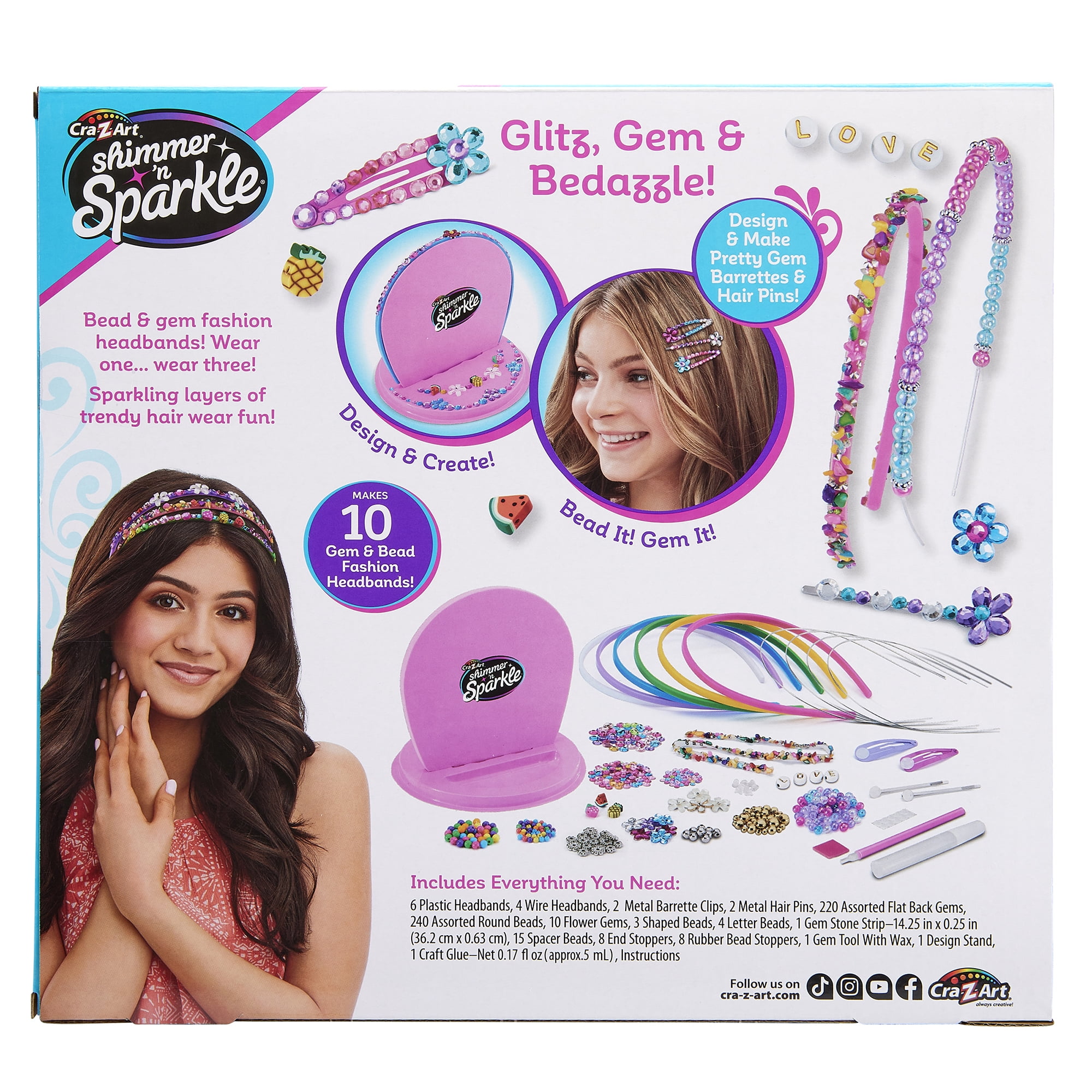 Cra-Z-Art Shimmer 'n Sparkle Sparkling Headband and Barrettes Hair Accessories Ages 8 and Up