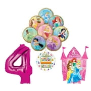 MAYFLOWER PRODUCTS Disney Princess Party Supplies 4th Birthday Balloon Bouquet Decorations with 8 Princesses