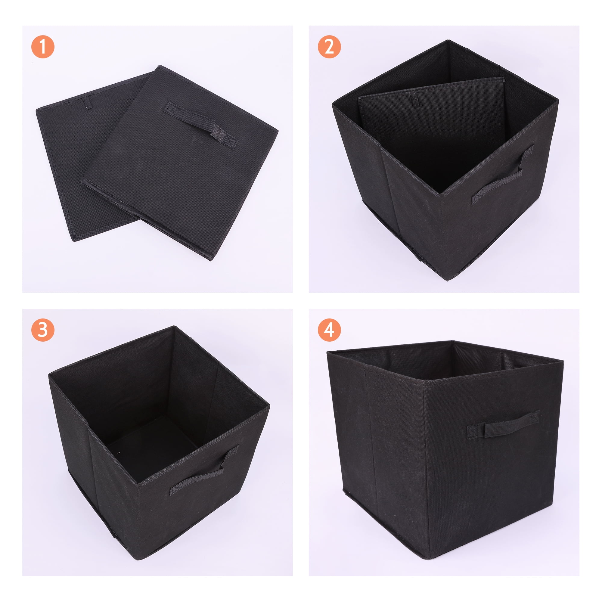 Unique Bargains Fabric Storage Cube Storage Bin Black 12.2*12.2*12.2in
