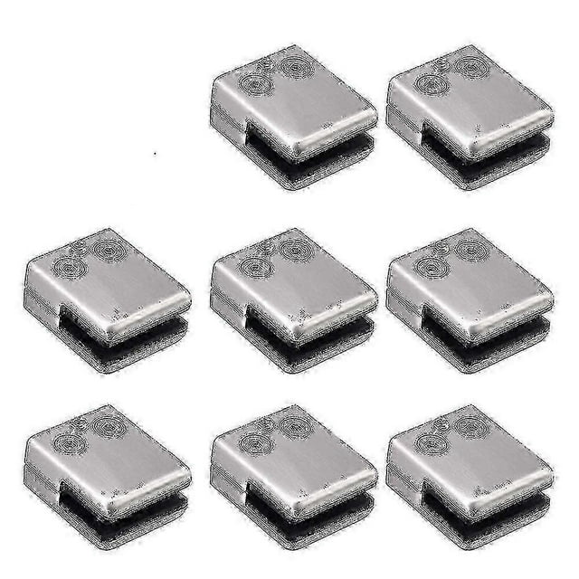 Glass Clamp, 8 Pack Stainless Steel Square Clamp 6-8mm Glass Clip Clamp Bracket Flat Back