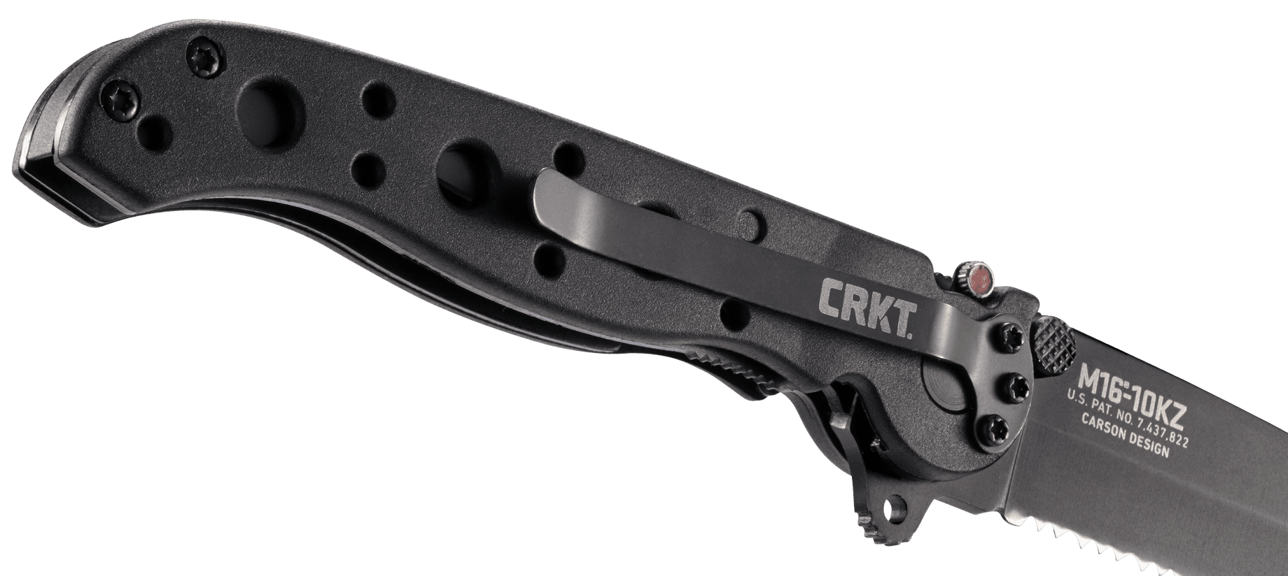 CRKT M16-10KZ Folding Knife with Liner Lock: 1.4116 Triple Point Serrations Blade, Glass-Reinforced Nylon Handle, Pocket Clip, M16-10KZ