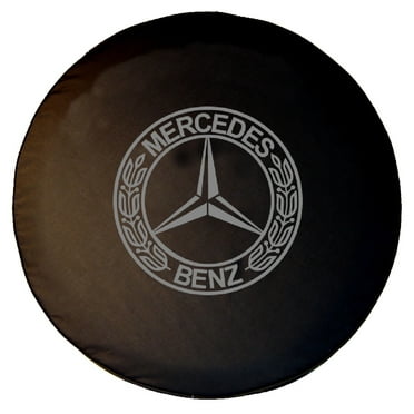 BR-BENZ-FANCY-35 Brawny Benz - 35-in - Silver Laurel Leaf Print with black trim - US Made SpareCover® - Brawny Series - Heavy Vinyl Denim Texture - High Endurance Spare Tire Cover