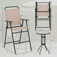 thumbnail image 3 of Costway 3PCS Patio Bistro Set Folding Chairs Round Bar Table with 1.6'' Umbrella Hole Yard, 3 of 11