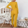 thumbnail image 5 of Diufon Jumpsuits for Women Solid Color Wide Leg Palazzo Long Sleeve Button Down Rompers with Pockets, 5 of 7
