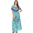 thumbnail image 5 of Sakkas Tara Women's Long Maxi Boho Off Shoulder Summer Casual Dress Floral Print - NB258-Blue - One Size Regular, 5 of 5