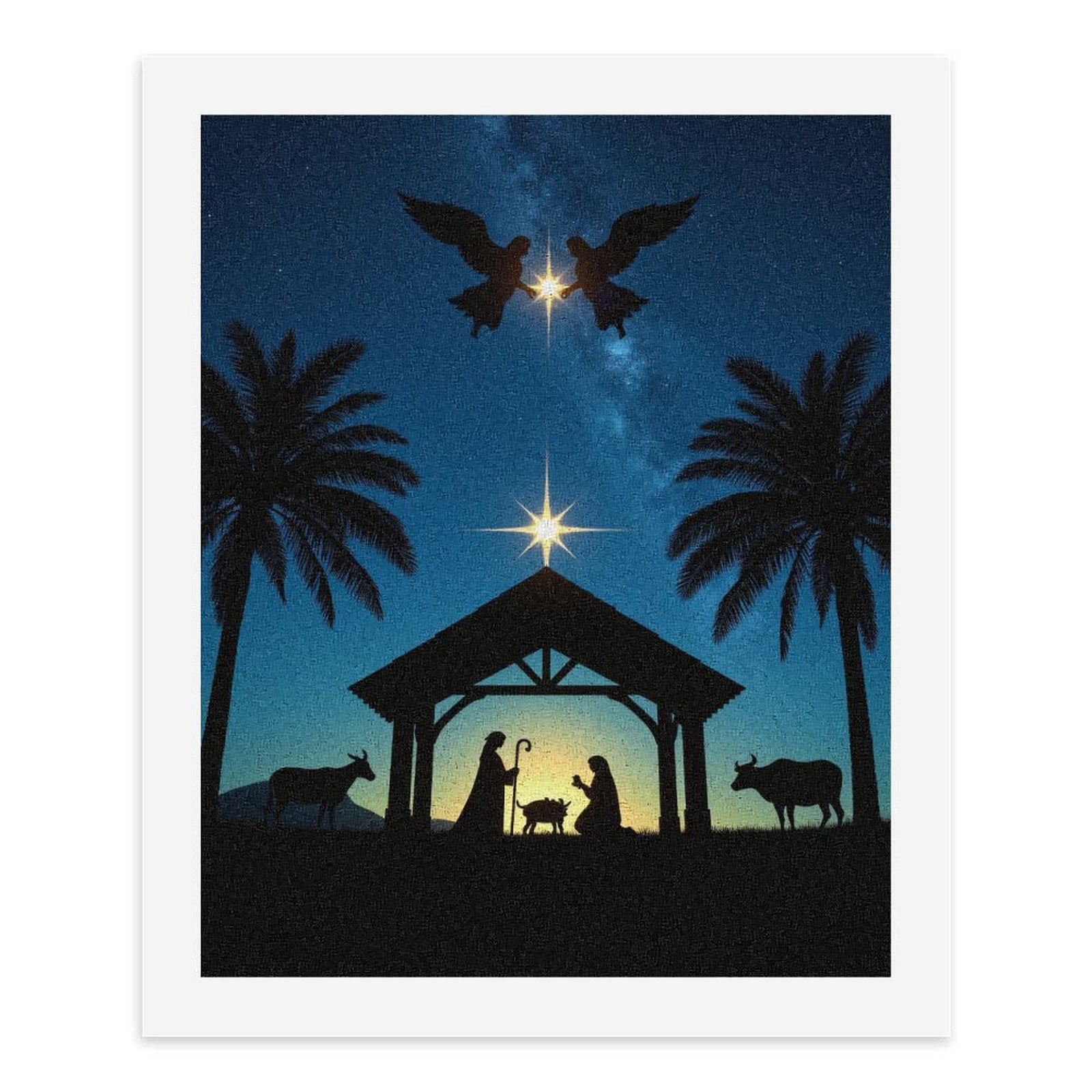 Paint by Numbers Kit for Adults, Nativity Scene Under Starry Sky Paint by Numbers, Easy Paint by Numbers Kit for Adults Beginner, DIY Adult Paint by Number Kits on Canvas, Home Decor