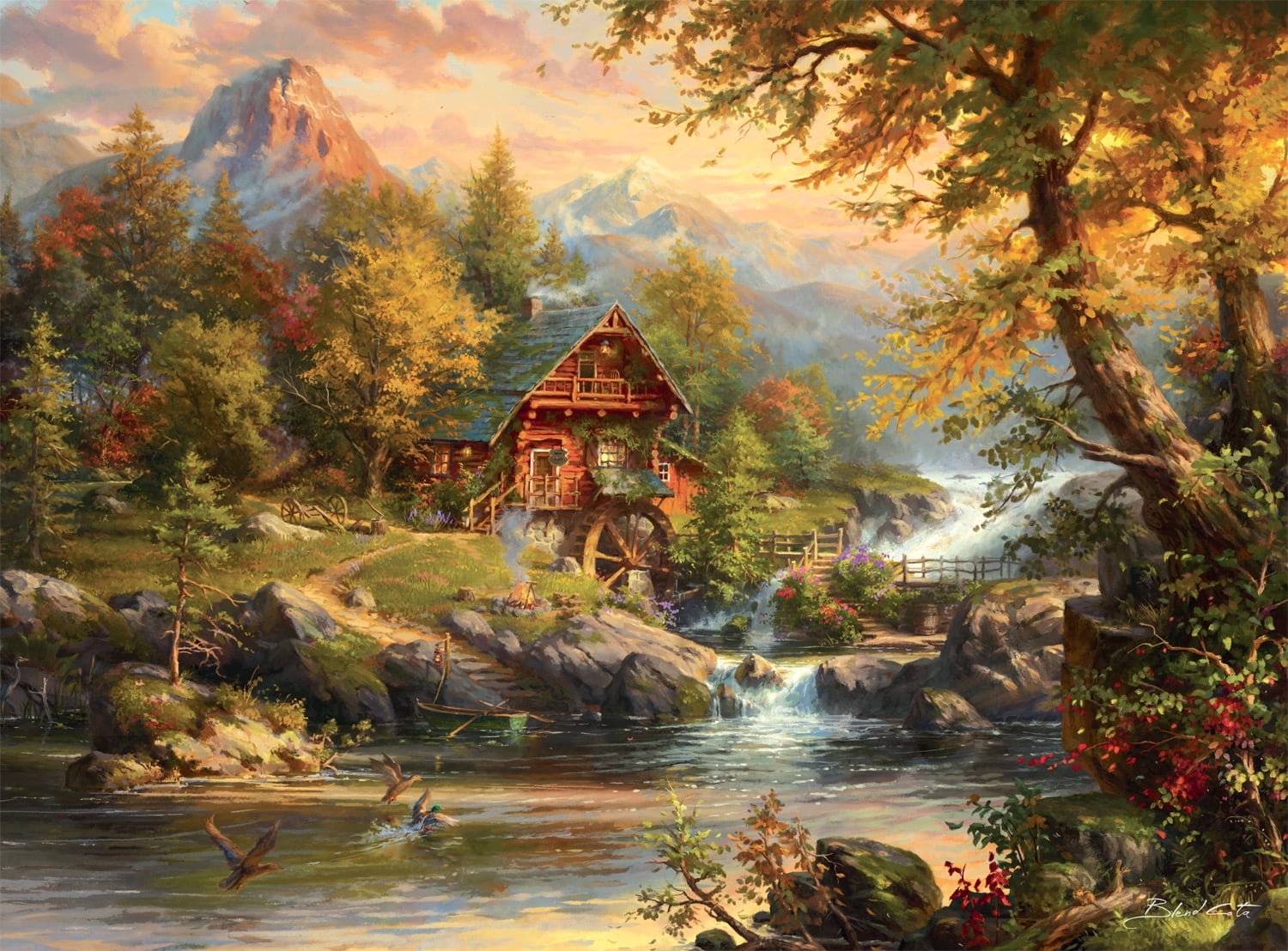 Buffalo Games Summer Cabin 1000-Piece 26.75 x 19.75-inch Interlocking Jigsaw Puzzle for Adults Ages 14+