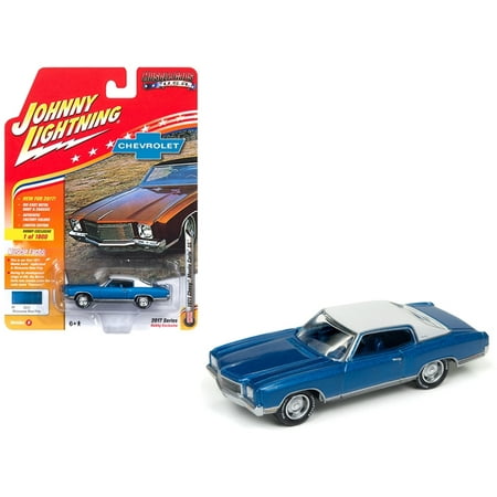 - 1971 Chevrolet Monte Carlo SS Mulsanne Blue Poly Ltd Ed 1800pc Muscle Cars USA 1/64 Diecast Johnny Lightning