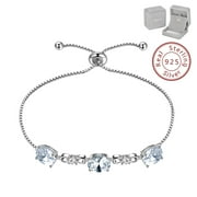 April Birthstone Bracelet 925 Sterling Silver Crystal Diamond Bracelets Women Girls Jewelry Wedding Birthday Christmas Valentines Gift for Wife Mother