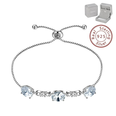 April Birthstone Bracelet 925 Sterling Silver Crystal Diamond Bracelets Women Girls Jewelry Wedding Birthday Christmas Valentines Gift for Wife Mother