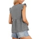 thumbnail image 3 of Blusa de cuadros de verano para mujeres, sin mangas, cuello en V, blusa casual peplum, tops M negro, 3 of 6