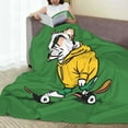 thumbnail image 6 of Salouo Cool Skateboarding Bulldog Print Bed Blankets,Flannel Blanket Comfortable Air Conditioning Blanket Lightweight Blanket for Sofa Bed Travel & Couch -40"x30", 6 of 8