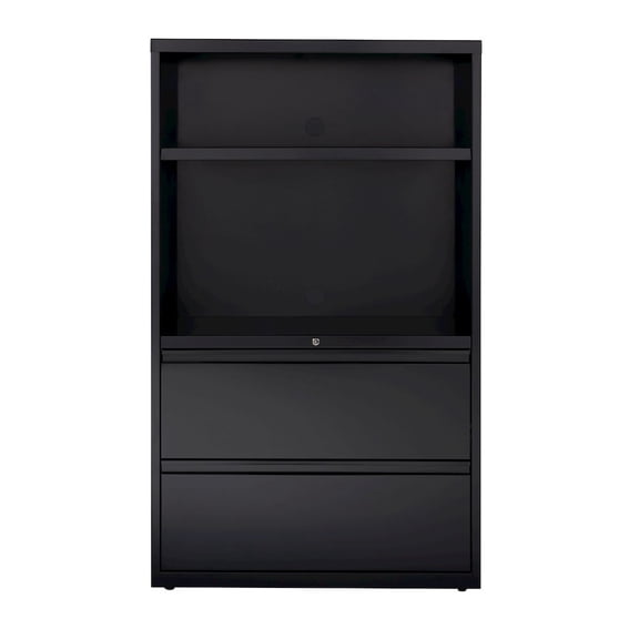 Hirsh 36 inch Wide 2 Drawer Metal Lateral Combo File Cabinet for Home and Office, Holds Letter, Legal and A4 Hanging Folders, Black