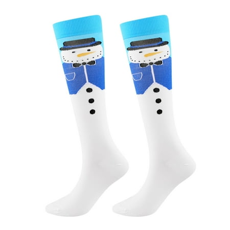 

Qxutpo Womens Socks Compression Calf Knee High Cartoon Christmas Print Warm Pressure Stockings Socks