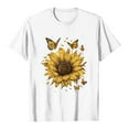 thumbnail image 5 of Zhden Graphic Tshirts for Women Sunflower Crew Neck Tshirt Summer Shirt Sleeve Loose Fit Tops Casual Basic Tees Tops（White,XXXL）, 5 of 6