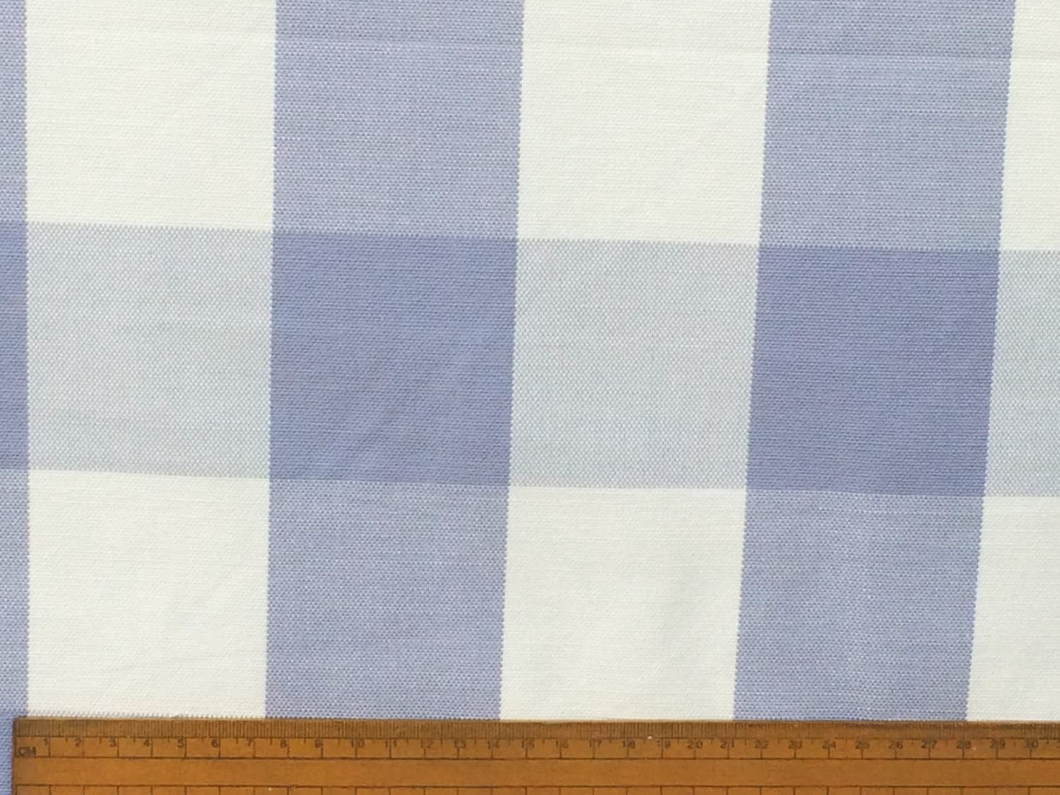 Fabric Mart Direct Blue Bell, White Cotton Fabric By The Yard, 55 inches or 140 cm width, 1 Yard Blue Cotton Fabric, Gingham Checks, Upholstery Drapery Shower Curtain Wholesale Fabric