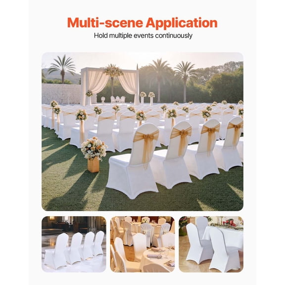 Stretch Spandex Folding Chair Covers,Universal Fitted Chair Cover,Removable Washable Protective Slipcovers,for Wedding,Holiday,Banquet,Party,Celebration,Dining (100PCS White)