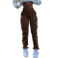 thumbnail image 2 of Cargo Jeans For Women Mid With Elastic Waist Plus Size Skinny Lifting Denim With Pockets, 2 of 7