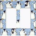 thumbnail image 6 of Metal Light Switch Plate Cover Cute Penguins Ice Skating Blue BRD002, 6 of 13