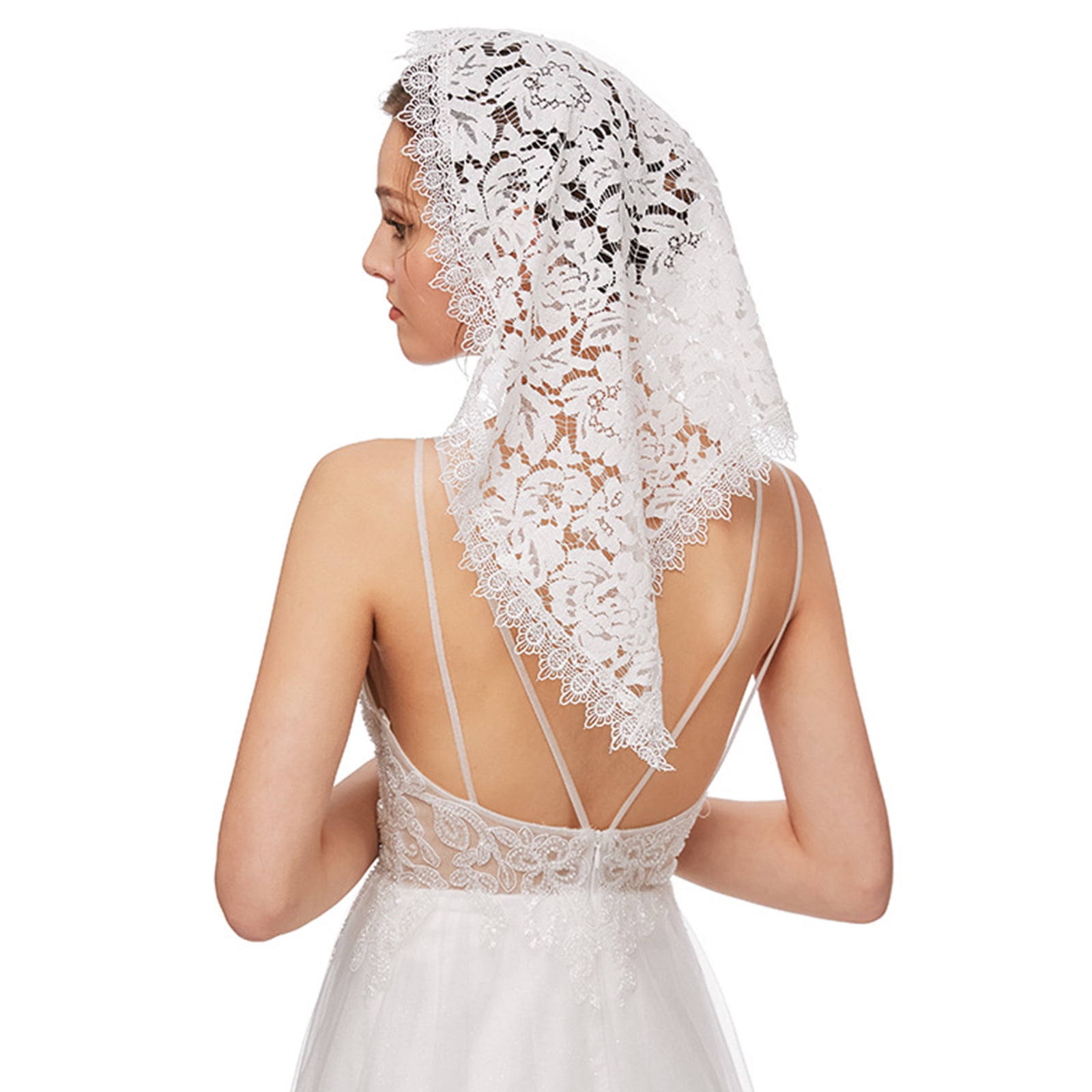 Mantilla Velo Chapel Spagnolo | Velo In Pizzo Per Chiesa | Prima Comunione | Messa Latina | Bianco/Nero - Foto 9