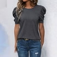thumbnail image 2 of Besolor Tuniques d'Été pour Femmes, Col Rond Tendance, Manches Courtes Bouffantes, Chemises Décontractées pour Sortir, 2 of 6