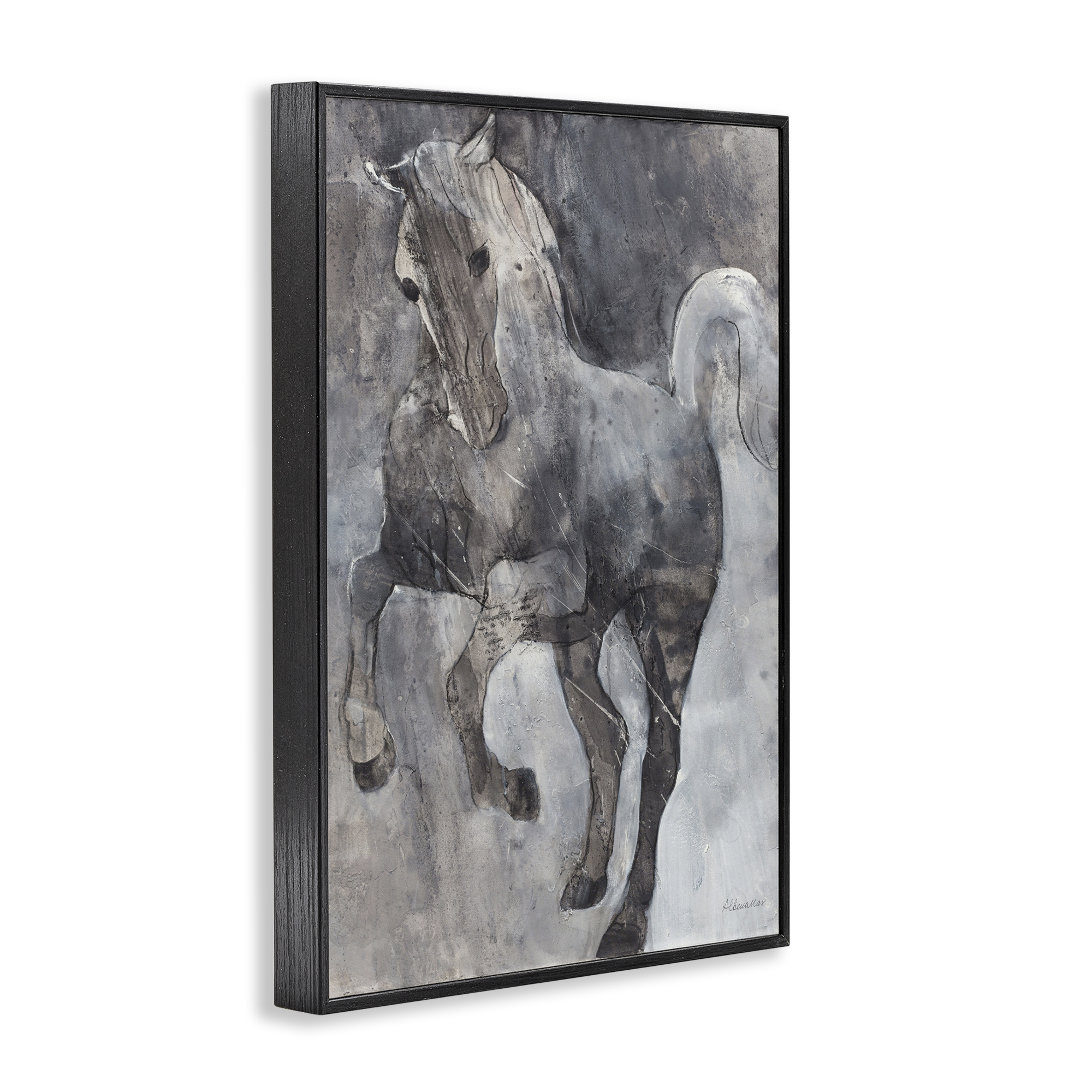 Stupell Industries Wind Dancer Stallion Animals & Insects Painting Black Framed Art Print Wall Art, 20 x 30