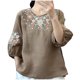 thumbnail image 1 of Tops de Cuello en V para las Mujeres de Moda Retro Bordado Blusa de Manga Corta, Imitación Algodón Tirar Marco para el Verano Casual Y el Uso de Vacaciones, 1 of 3